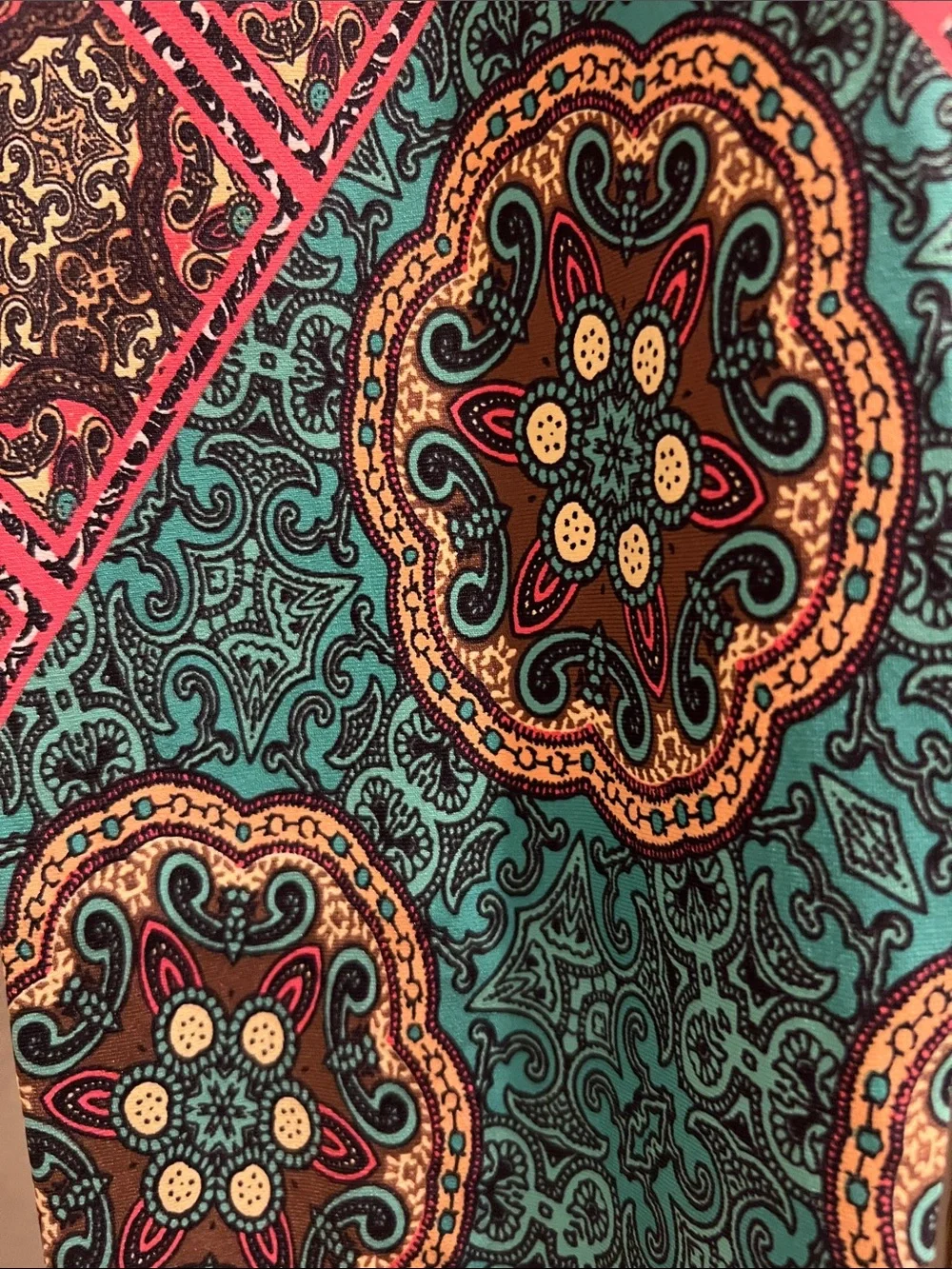 FREE w/purchase Liquido Teal Pink Brown Medallion Print Leggings - Picture 2 of 4